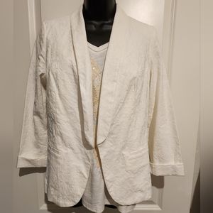NWT Lauren Conrad Malibu's Charm Jacquard Blazer off-white. Sz 8